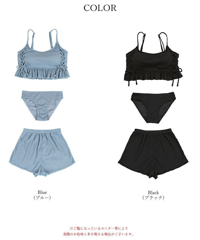 【正規品】大人気のクロシェ、レースアップ水着セット♡Seamist ワッフル素材レースアップビキニ/水着セット | SEA DRESS