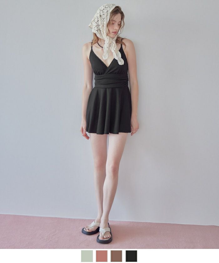 スカート付Vネックワンピース/水着 | SEA DRESS