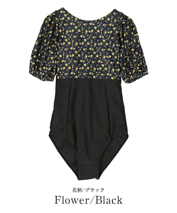 タックデザインパフスリーブワンピース/水着 | SEA DRESS