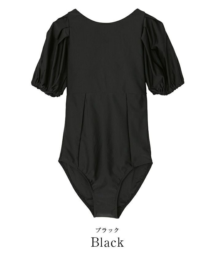 タックデザインパフスリーブワンピース/水着 | SEA DRESS
