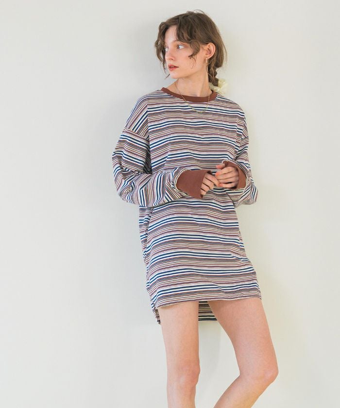 マルチボーダーロングTシャツ | SEA DRESS
