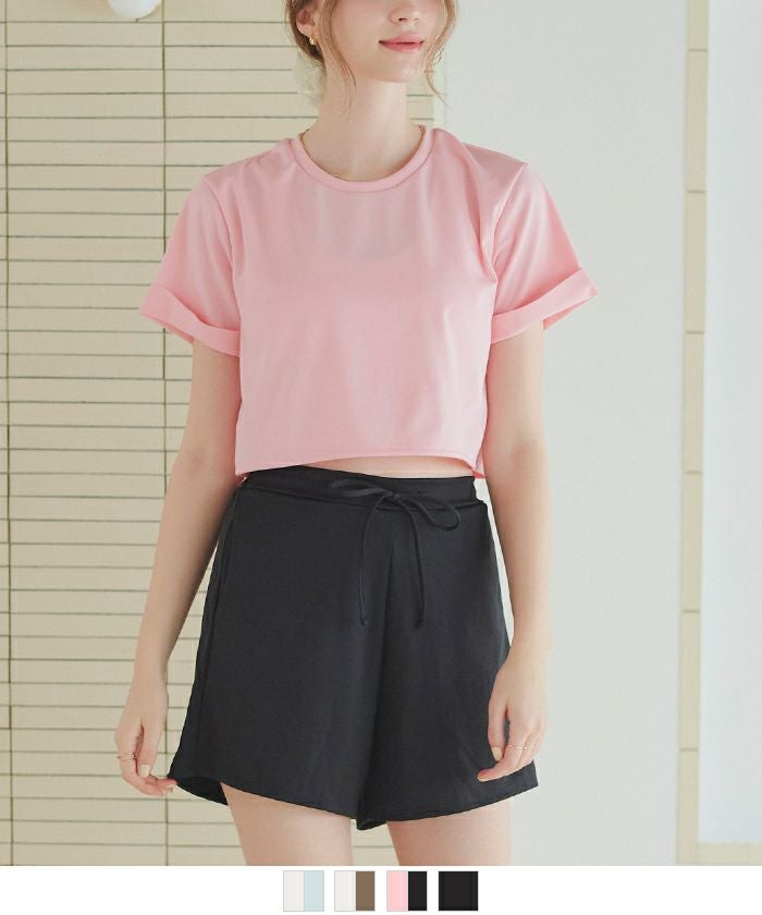 カップ付半袖Tシャツ×ショートパンツ/セット水着 | SEA DRESS