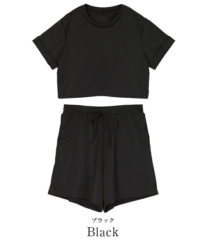 カップ付半袖Tシャツ×ショートパンツ/セット水着 | SEA DRESS