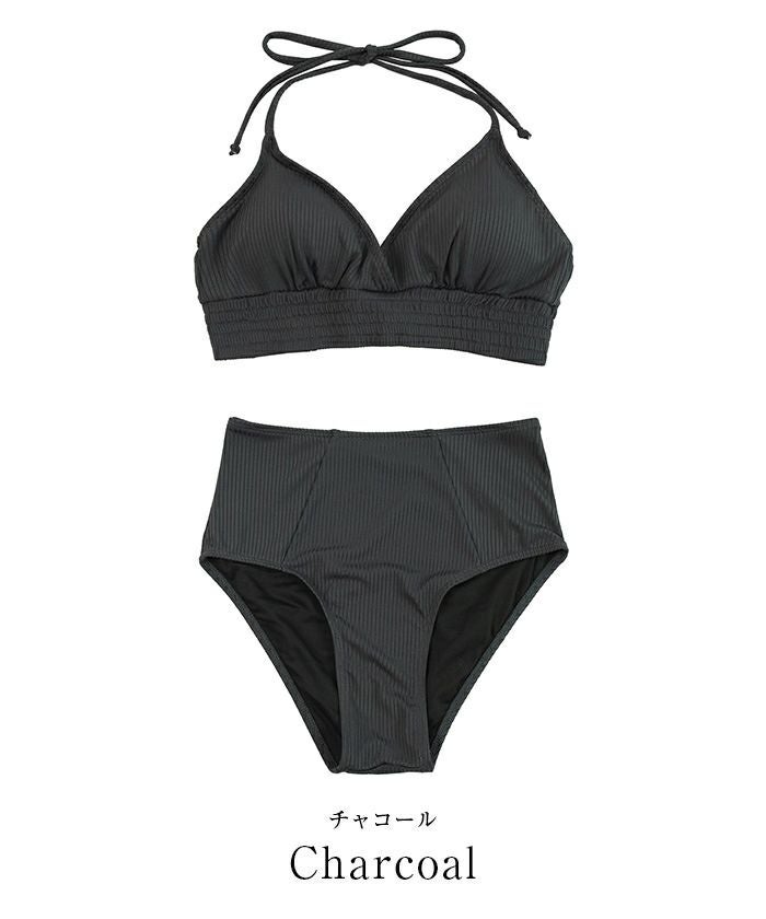   ビキニ　Sサイズ　ブラック バックリボンホルターネック×ハイウエストビキニ/水着 | SEA DRESS