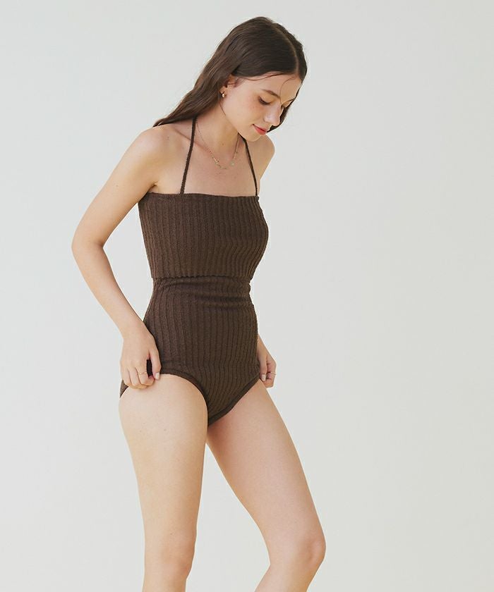 【新品】SEA DRESS シンプルリブワンピース(水着) SEA DRESS（シードレス） 水着 リブニットバッククロスワンピース/水着