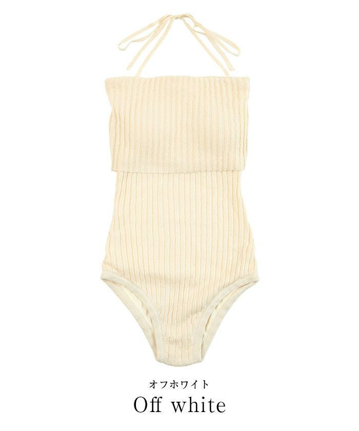 太リブニットデザインワンピース/水着 | SEA DRESS