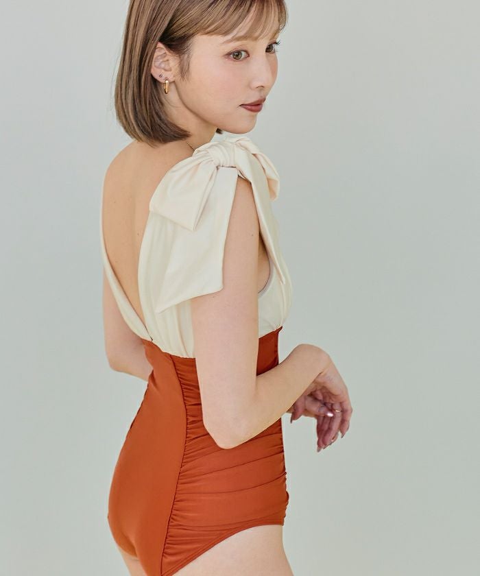 深Vネックシンプルワンピース/水着 | SEA DRESS
