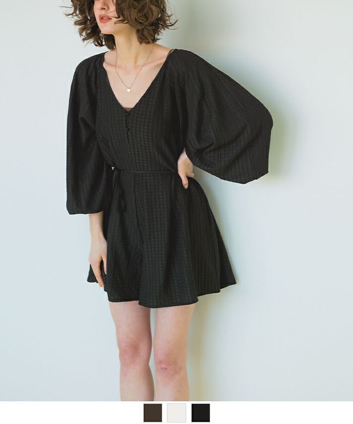 F.C.R.B. 黒ロンパース フレアシルエット長袖ロンパース/ラッシュガード | SEA DRESS
