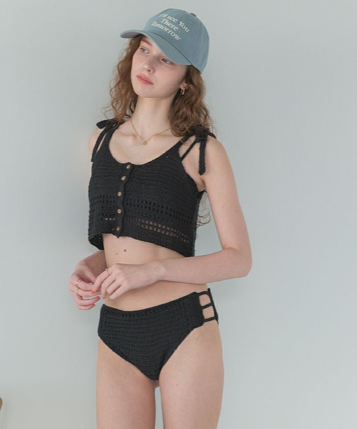 ニットキャミソール付異素材ビキニ/セット水着 | SEA DRESS