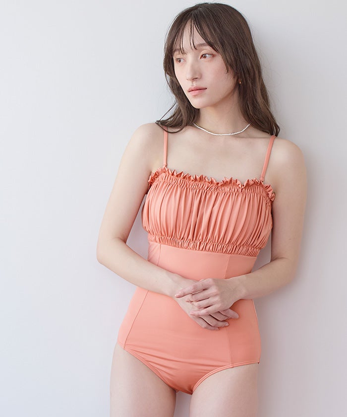 フリルギャザーデザインワンピース/水着 | SEA DRESS