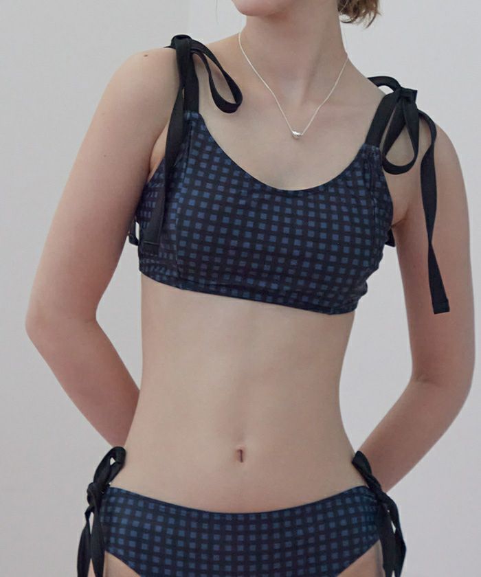 ショルダーリボンスウィムウェア　ブルー リボンデザインビキニ/水着 | SEA DRESS