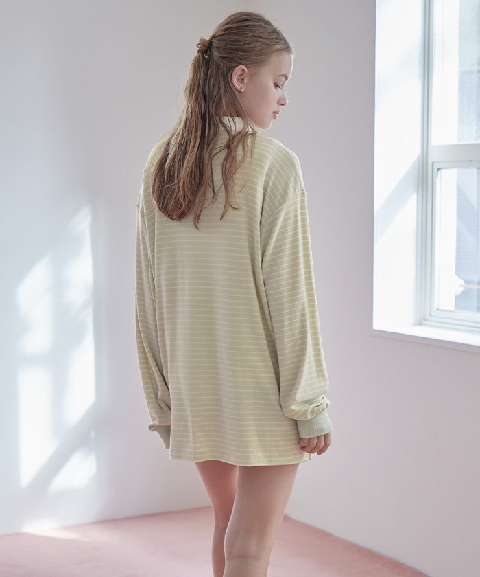 細ボーダーオーバーラガーシャツ/ラッシュガード | SEA DRESS
