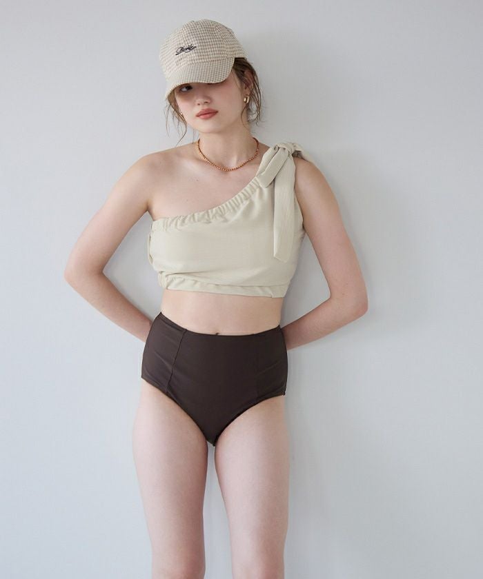 3点セット/ギャザーワンショルダービキニ×ショートパンツ/水着 | SEA DRESS