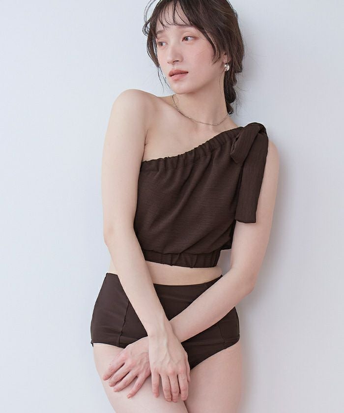 3点セット/ギャザーワンショルダービキニ×ショートパンツ/水着 | SEA DRESS