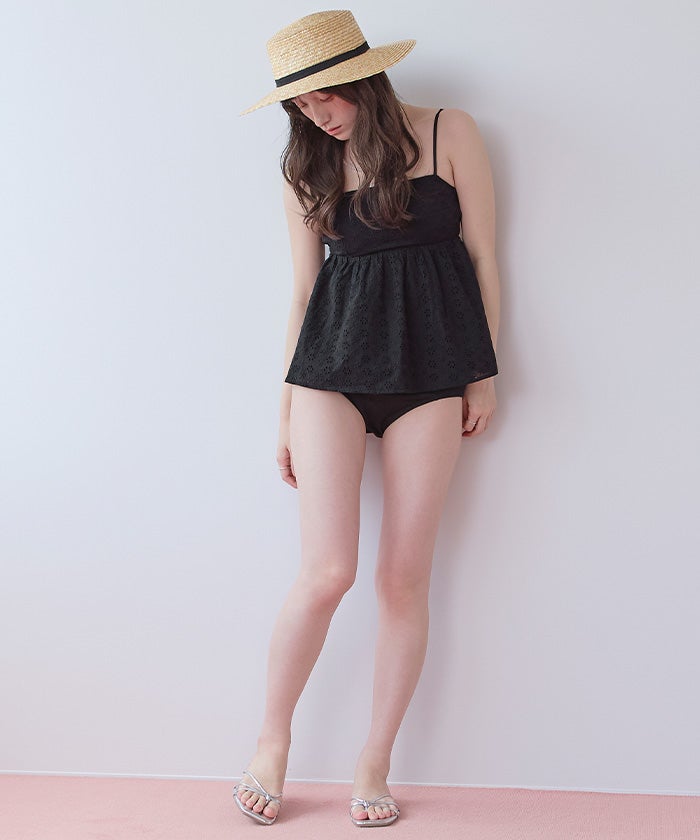 3点セット/フラワーレースペプラムビキニ×ショートパンツ/水着 | SEA DRESS