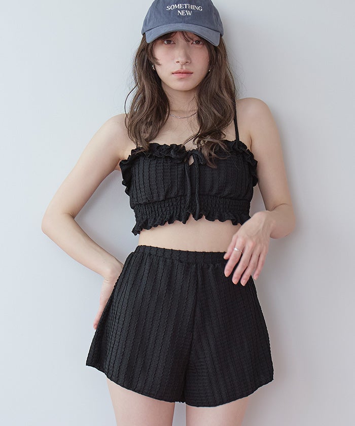 3点セット/フリルデザインジャガードビキニ×ショートパンツ/水着 | SEA