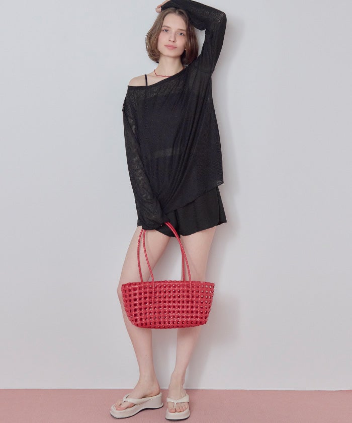 4点セット/長袖トップス付シャーリングビキニ×ショートパンツ/水着