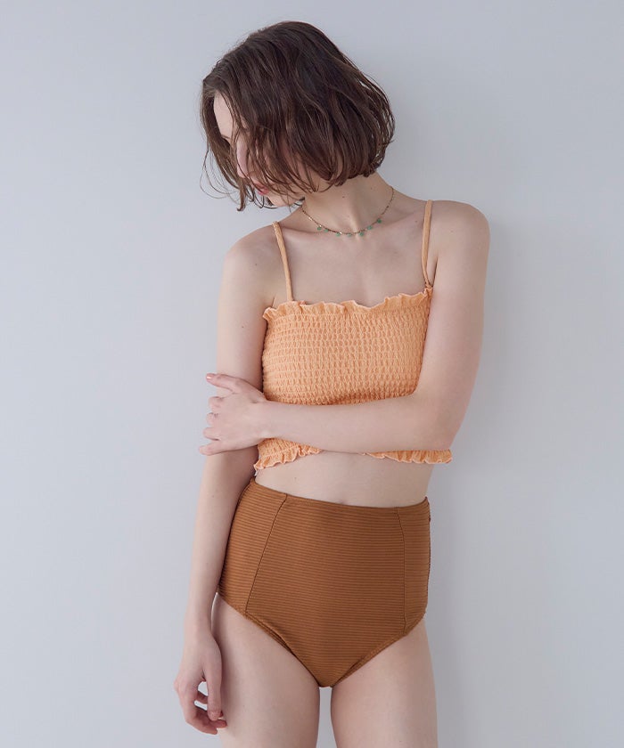 4/16までお取り置き中✩plage ビキニ solid&amp;striped タグ付 4点セット/長袖トップス付シャーリングビキニ×ショートパンツ/水着