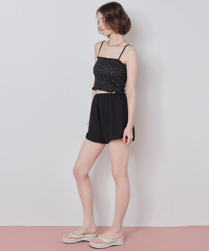 4/16までお取り置き中✩plage ビキニ solid&amp;striped タグ付 4点セット/長袖トップス付シャーリングビキニ×ショートパンツ/水着