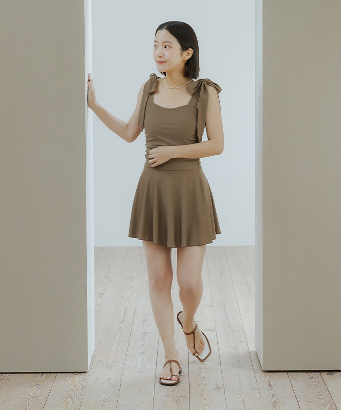 スカート付ショルダーリボンワンピース/水着 | SEA DRESS