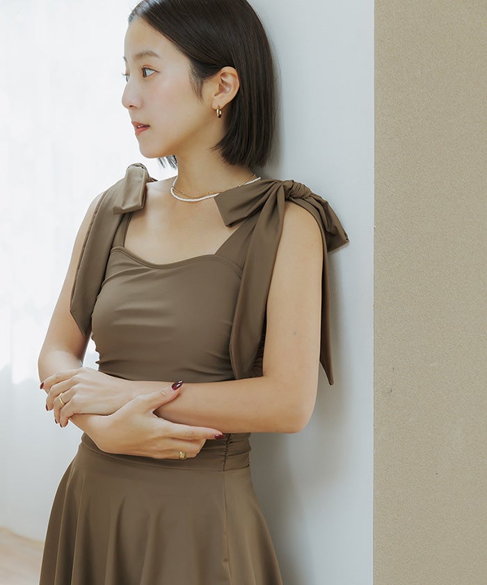 スカート付ショルダーリボンワンピース/水着 | SEA DRESS