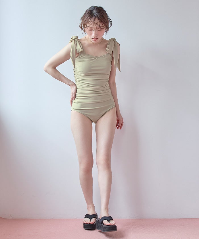 スカート付ショルダーリボンワンピース/水着 | SEA DRESS