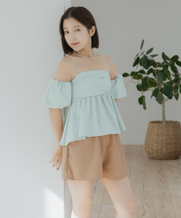 3点セット/オフショルダーフレアビキニ×ショートパンツ/水着 | SEA DRESS