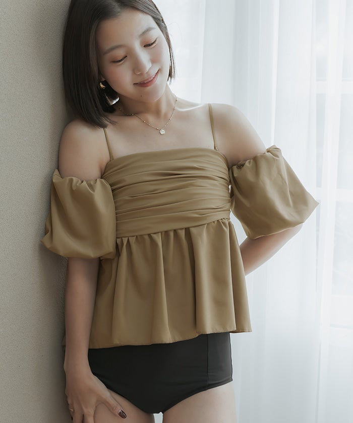 3点セット/オフショルダーフレアビキニ×ショートパンツ/水着 | SEA DRESS