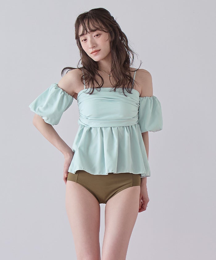 3点セット/オフショルダーフレアビキニ×ショートパンツ/水着 | SEA DRESS
