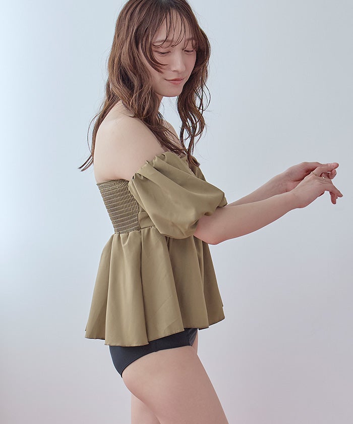 3点セット/オフショルダーフレアビキニ×ショートパンツ/水着 | SEA DRESS